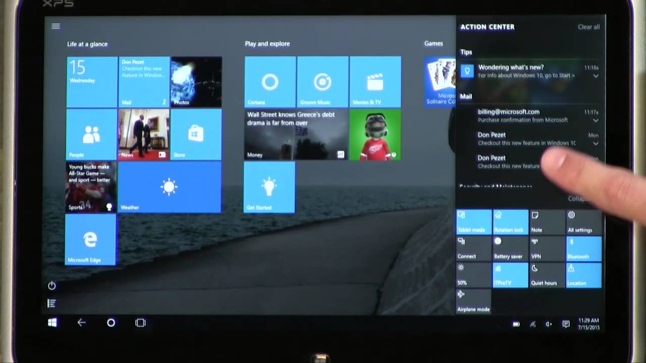 Windows 10 touch screen