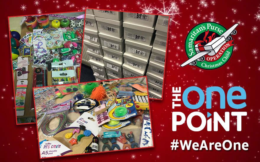 The One Point staff donate to shoe box appeal